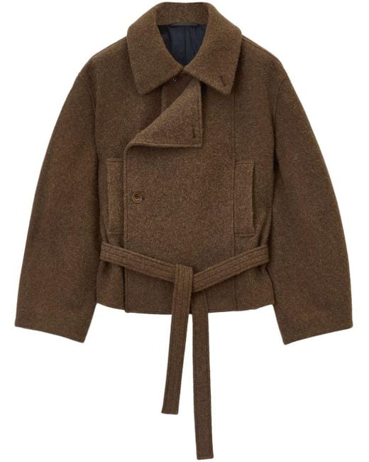 Lemaire Brown Cropped Asymmetrical Belted Coat