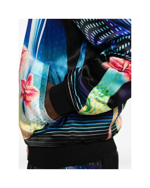 Casablanca Blue Floral-Print Bomber Jacket for men