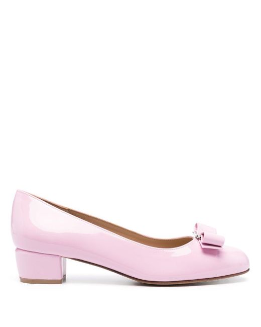 Ferragamo Pink 30Mm Vara-Bow Ballerina Shoes