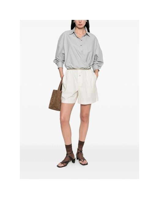 Lemaire White Neutrals Shorts
