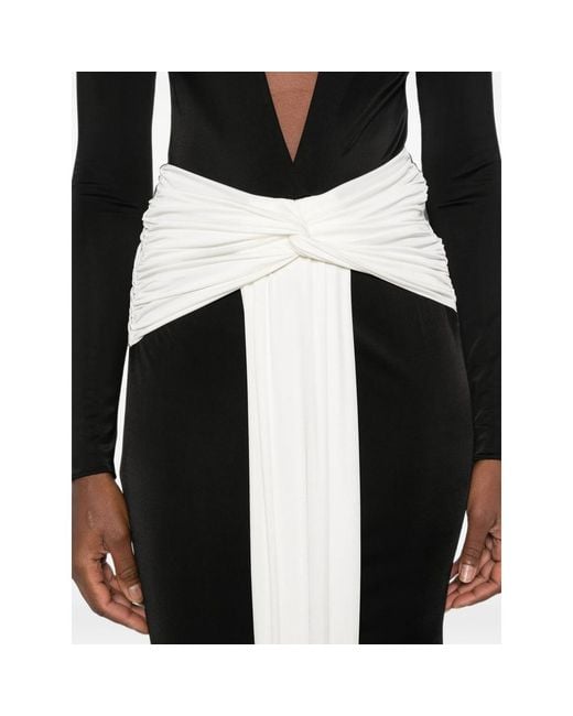 New Arrivals Black Plunging-Neckline Twisted-Waist Maxi Dress