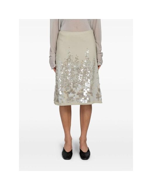 Paloma Wool Natural Ara Sequin-Embellished Skirt