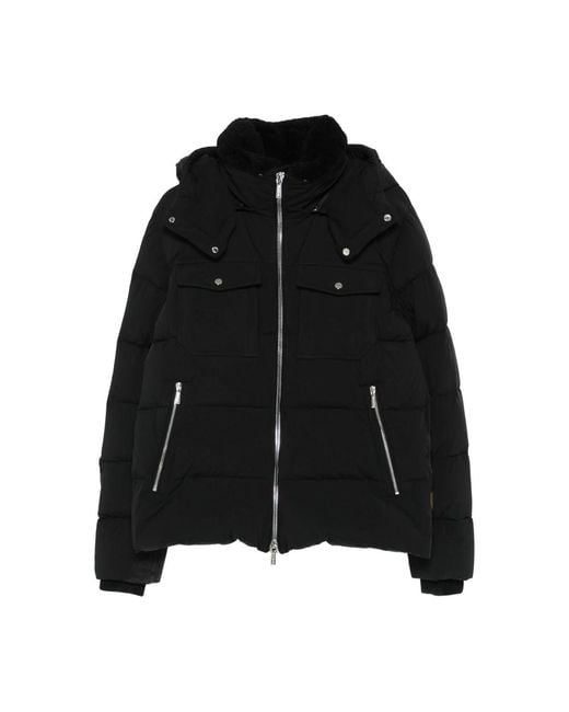 Moorer Black Hooded Quilted Jacket for men