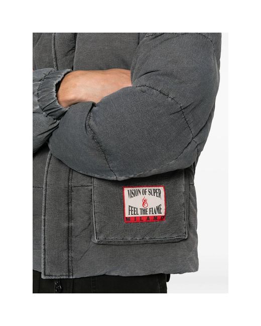 Vision Of Super Gray Hooded Padded Jacket for men