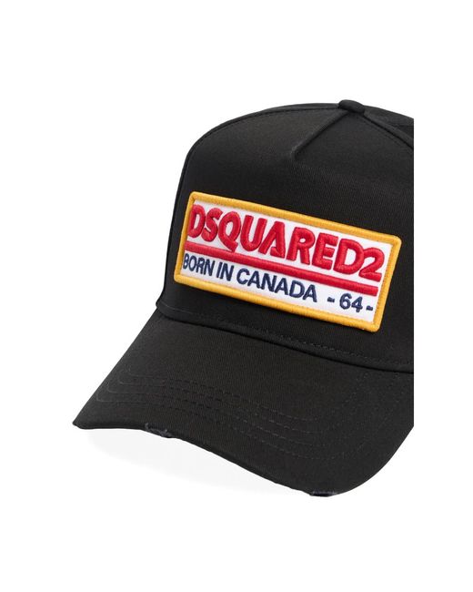 DSquared² Black Logo Patch Baseball Cap for men