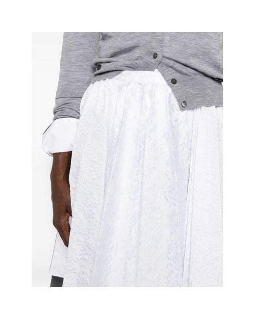 ShuShu/Tong White Floral-Jacquard Pleated Mini Skirt