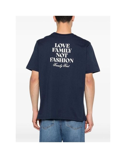 FAMILY FIRST Blue Short-Sleeve Lettering T-Shirt for men