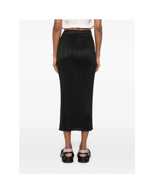Pleats Please Issey Miyake Black Pleated Midi Skirt