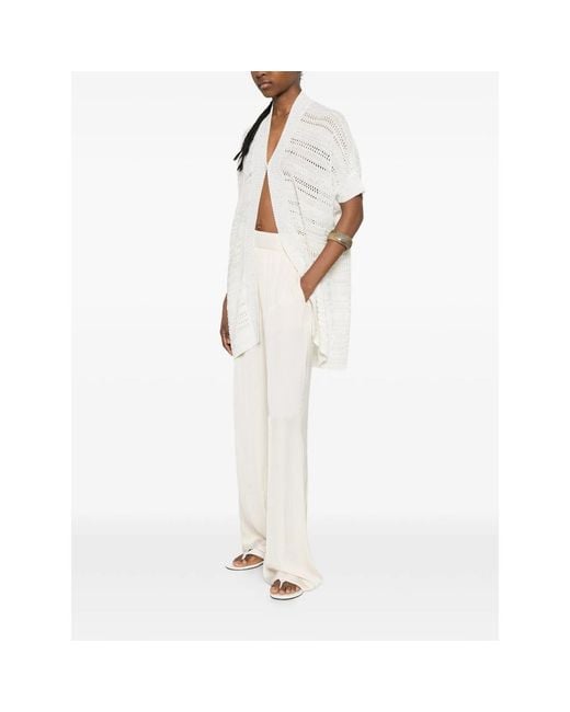 Panicale White Short-Sleeve Cardigan