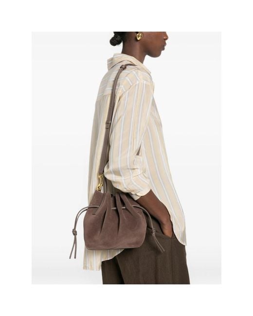 Yuzefi Brown Mini Scallop Suede Tote Bag