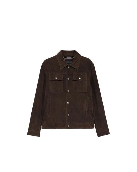 7 For All Mankind Brown Leather Jacket Modern Tru Suede for men