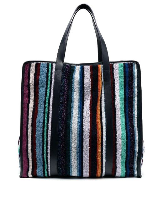 Missoni Black Striped Terry-Cloth Tote Bag