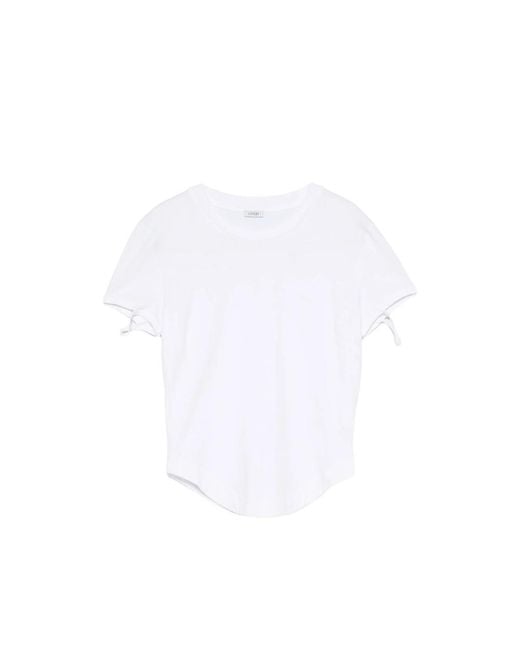 Covert White Tie-Detail Curved-Hem T-Shirt