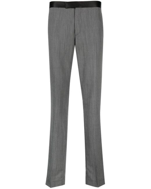 Tagliatore Gray Pinstriped Tailored Trousers for men