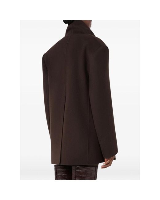 Sportmax Brown High-Neck Virgin Wool Jacket
