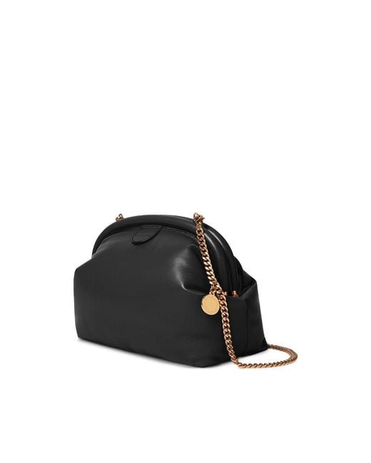 Stella McCartney Black Falabella Padded Soft Clutch Bag With Chain