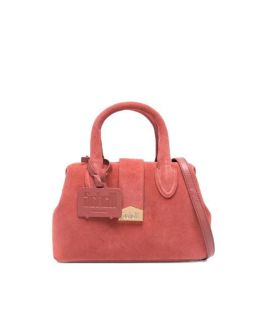 Schell Red Logo-Plaque Top-Handle Tote Bag