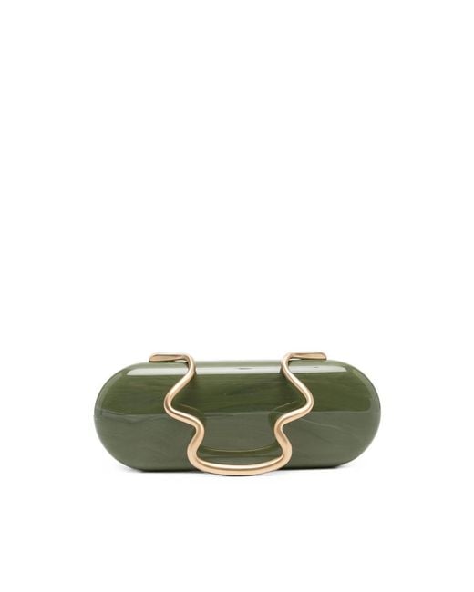 Cult Gaia Green Ilaria Marble-Effect Sculptural Clutch Bag