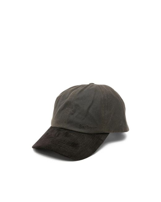 Barbour Gray Corduroy Panelled Cap for men