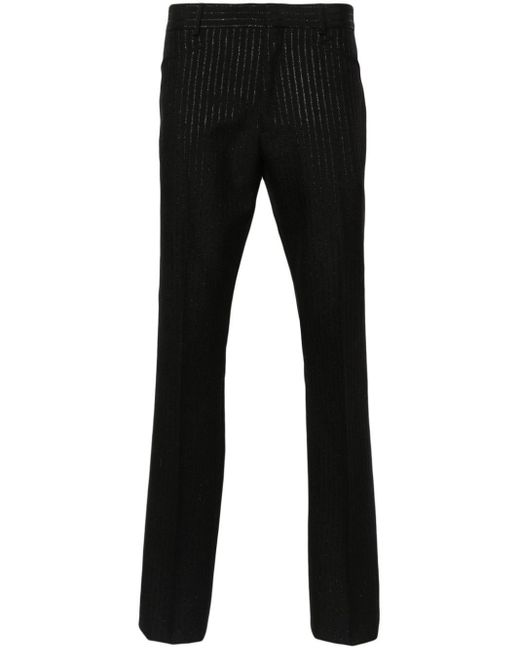 Tom Ford Black Metallic-Striped Tapered Trousers for men