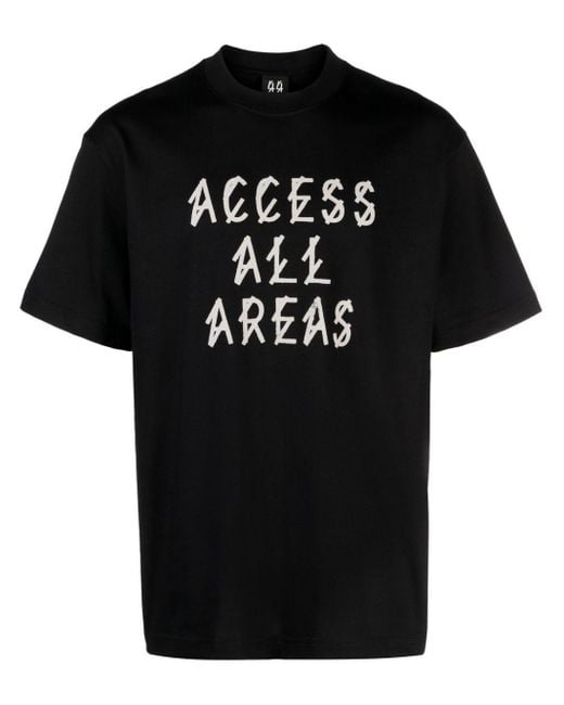 44 Label Group Black Slogan-Print Cotton T-Shirt