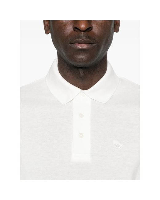 Emporio Armani White Short-Sleeve Polo Shirt for men