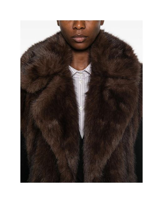 LE SULLY STUDIO Brown Faux-Fur-Panelled Longline Jacket