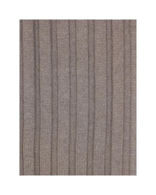 Brunello Cucinelli Brown Ribbed-Knit Cashmere Scarf for men