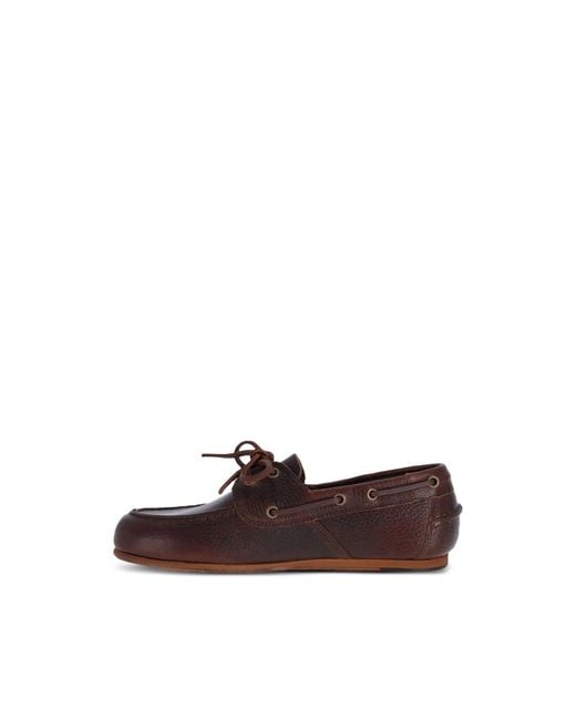 Sebago Brown Lace-Up Leather Loafers