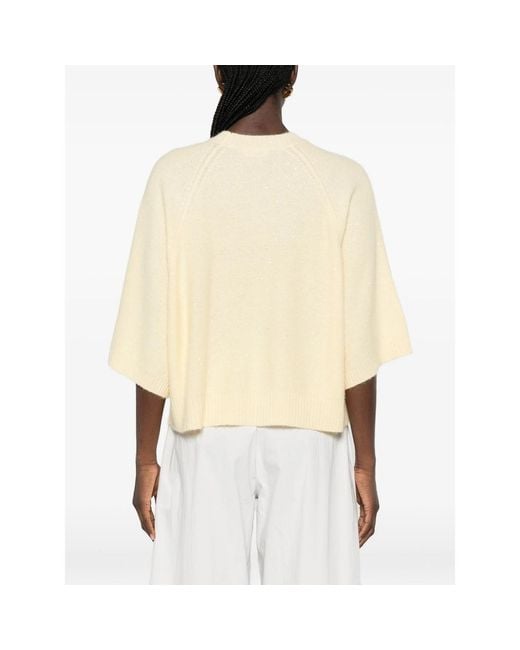 Fabiana Filippi Natural Sequin-Embellished Raglan-Sleeve Sweater