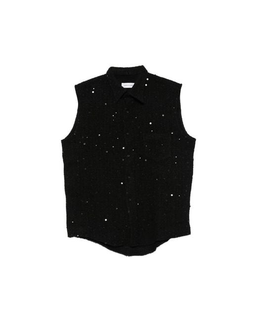 Ernest W. Baker Black Sequin-Embellished Sleeveless Shirt for men