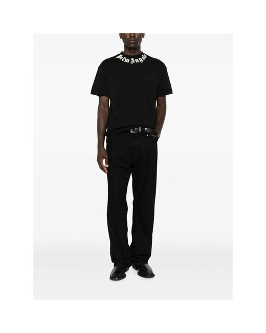 Palm Angels Black Logo-Print T-Shirt for men