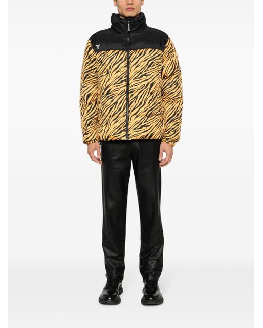 YES I AM Metallic Tiger-Print Reversible Padded Jacket for men
