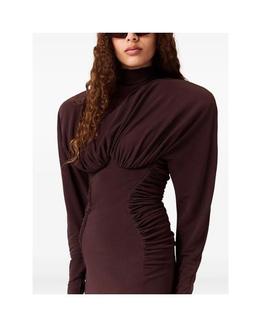 Stella McCartney Red High-Neck Ruched Mini Dress