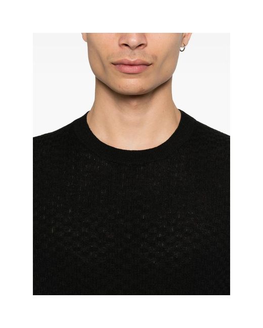 Fileria Black Short-Sleeve Ribbed T-Shirt for men