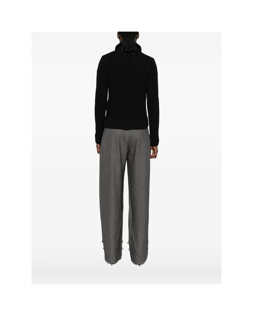 Maison Margiela Black Ribbed-Knit Zip-Up Jacket