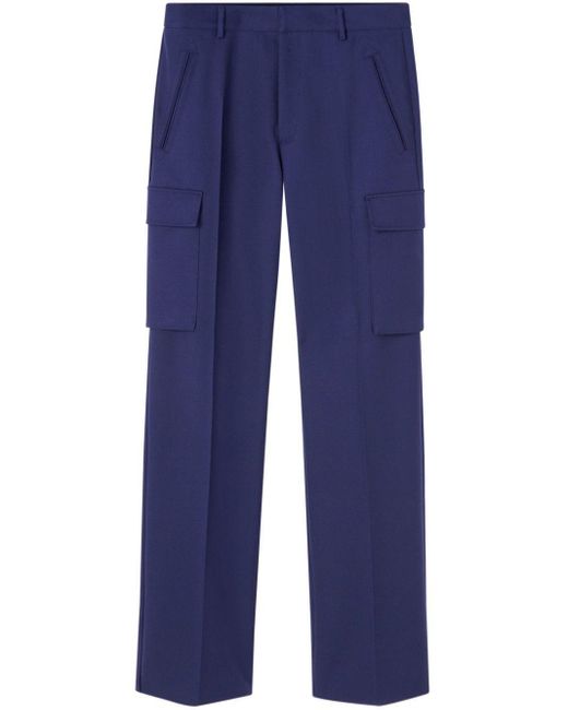 Versace Blue Mid-Rise Virgin-Wool Cargo Trousers for men