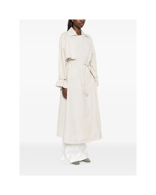 Viktoria Chan White Double-Breasted Belted Trench Coat