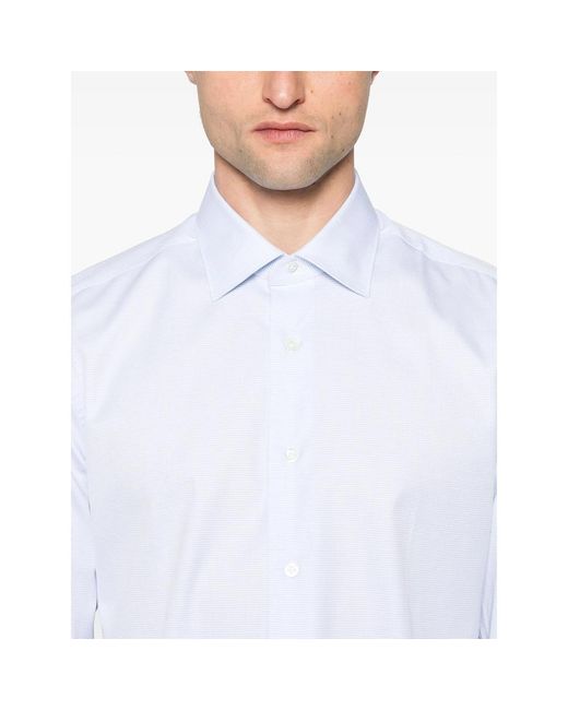 Mazzarelli White Mini-Check Shirt for men