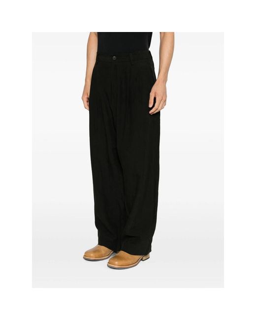 Ziggy Chen Black Pleated Buttoned Trousers for men