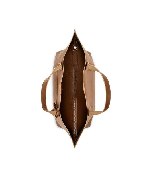 Hogan Brown Hanging Accent Script Tote Bag