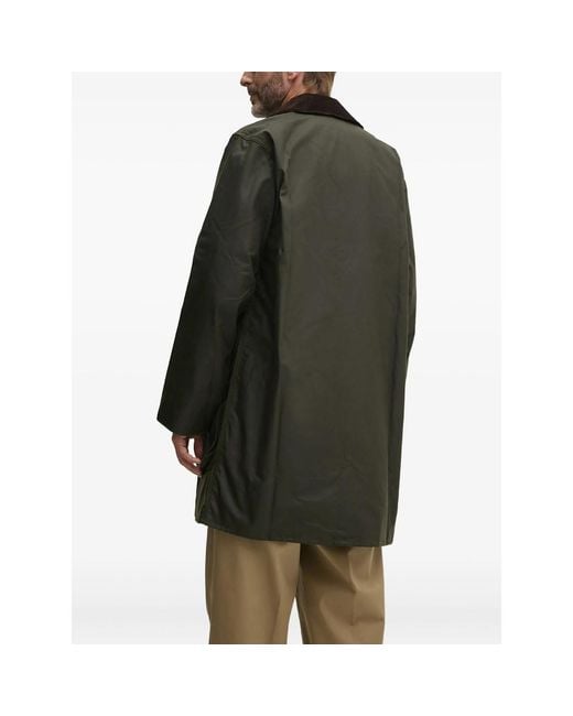 Barbour Green Corduroy-Collar Coat for men