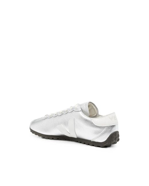 Veja White Cateyes Metallic-Leather Sneakers for men