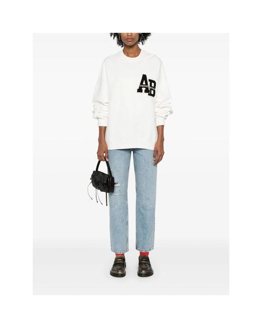 Anine Bing White Sweatshirt With Logo Patch
