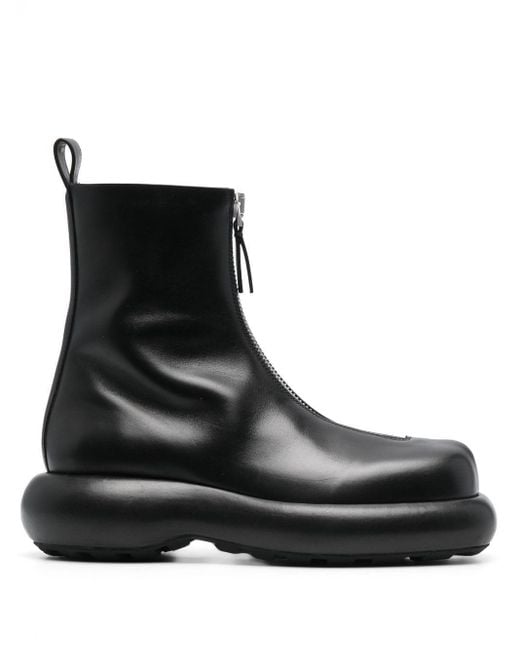 Jil Sander Black Zip-Up Leather Boots