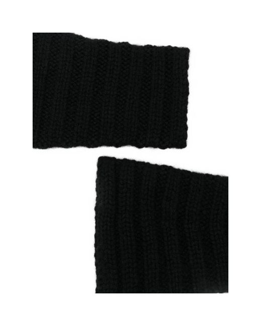 Lisa Yang Black Zarie Ribbed-Knit Fingerless Gloves