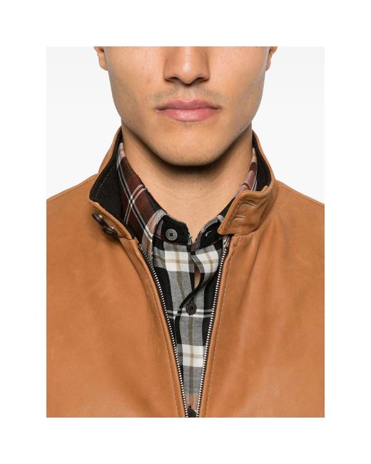 Tagliatore Brown Ice Zip-Up Jacket for men