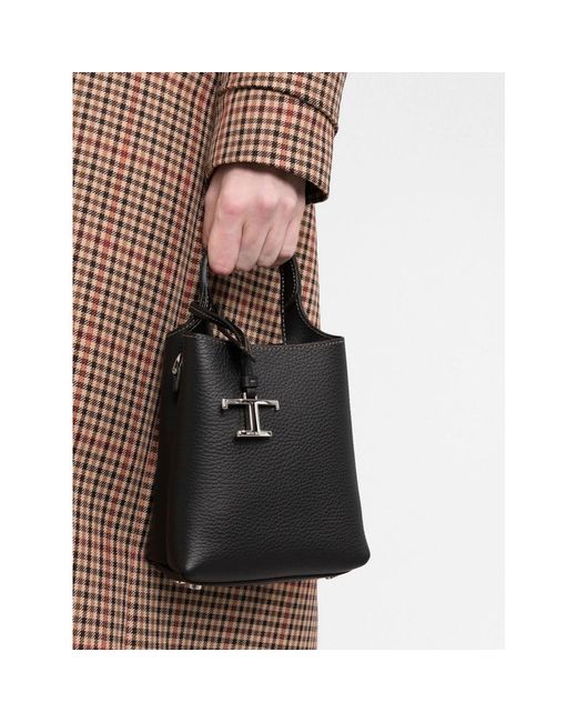 Tod's Black Timeless Logo Plaque Mini Tote Handbag