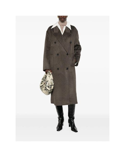 The Dynamis Studio Brown Double-Breasted Peak-Lapel Coat