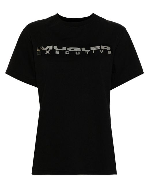 Mugler Black Executive Logo-Print T-Shirt